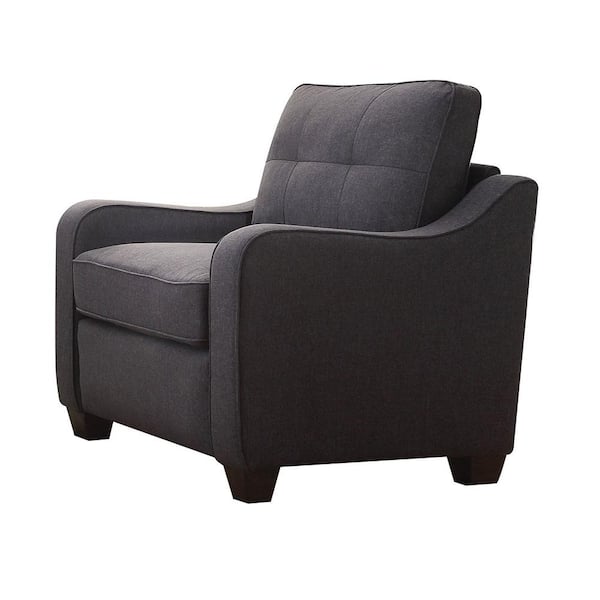 Acme Furniture Cleavon II Gray Linen Linen Tufted Arm Chair