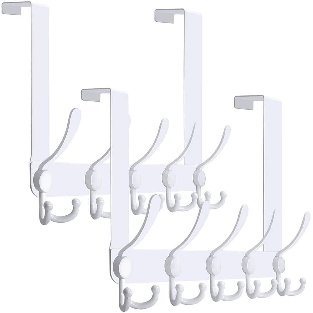 16.75 in. Over The Door Hooks Rack with 5-Tri Hooks for Hanging for Bathroom Hanging, White (2-Pack) price history on PriceWatchPro