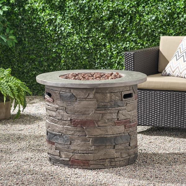 Noble House Ophelia 32 in. x 24 in. Circular MGO Propane Outdoor Patio Fire Pit