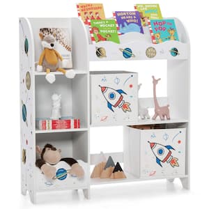 Kids Toy and Book Organizer Children Wooden Storage Cabinet w/Storage Bins