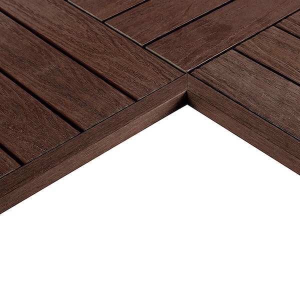 NewTechWood 1/12 ft. x 1 ft. Quick Deck Composite Deck Tile Inside Corner Trim in California Redwood (2-Pieces/Box)