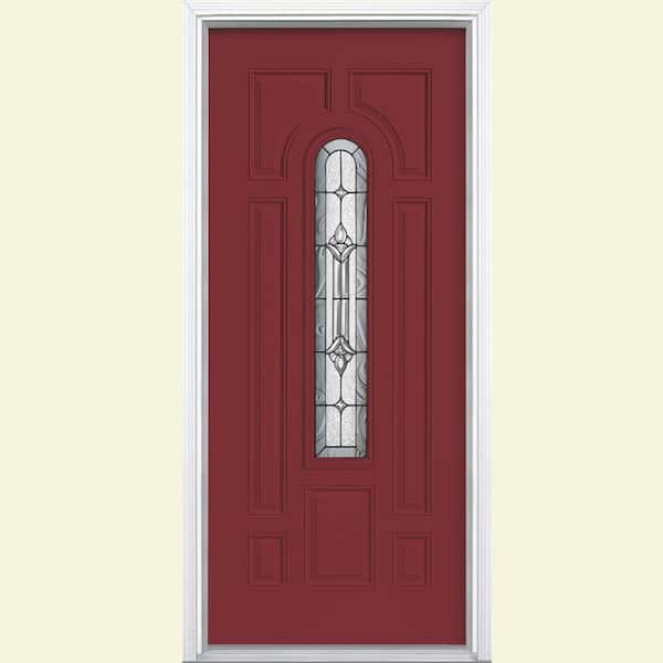 Masonite 36 in. x 80 in. Providence Center Arch Painted Steel Prehung Front Door with Brickmold