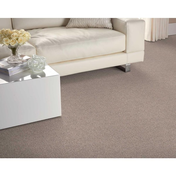 Four Square Prairie Beige 13.2 ft. 56 oz. Wool Berber Installed Carpet