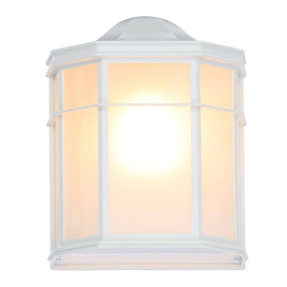 Transitional 9.75" White and Bronze Cage Lantern Wall Sconce