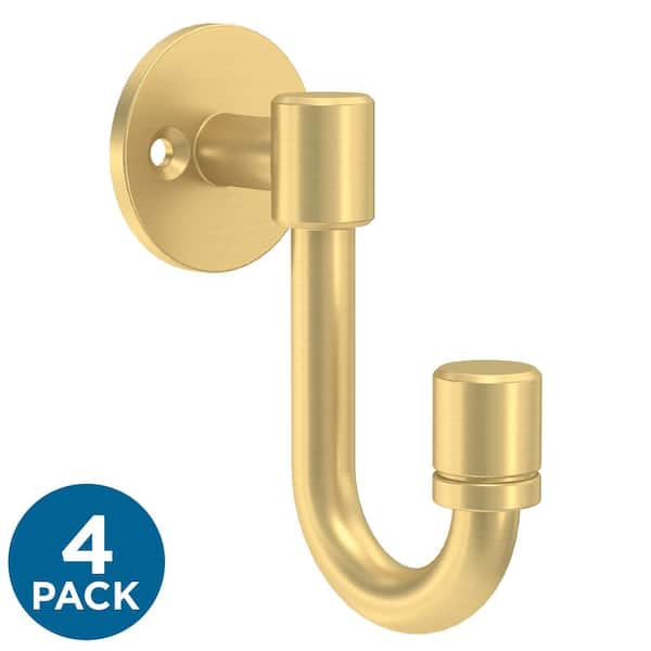 4Pack L-Shaped Gold Brass Decorative Wall Hooks Gold Coat Hook