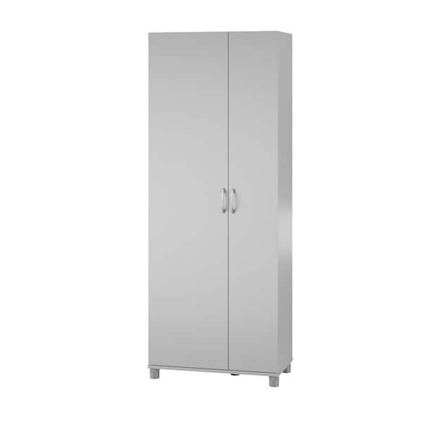 Systembuild Lory Tall Asymmetrical Storage Cabinet In Dove Gray