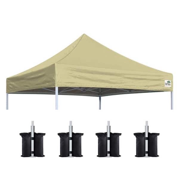 EURMAX USA Pop Up Replacement Canopy Cover, Instant Ez Top Cover ONLY, Bonus 4PC Pack Canopy Weight Bag( 8 ft. x 8 ft. Beige
