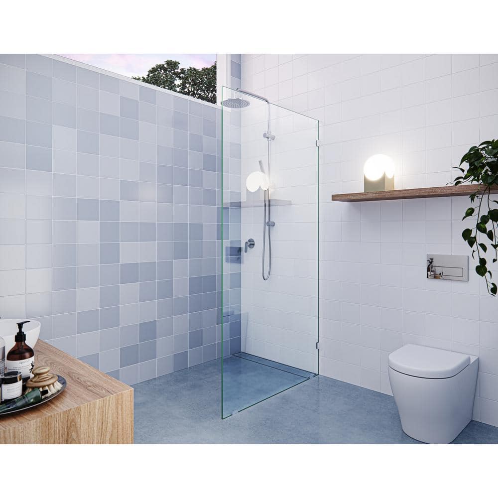 Vela 78" Frameless Glass Shower Panel with Polished Chrome Hardware