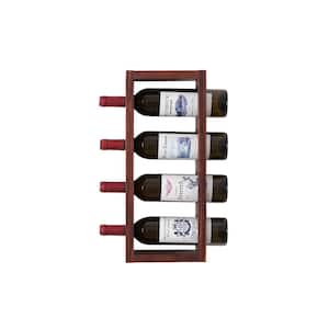 4-Bottle Walnut Pine Wall Mounted Wine Rack