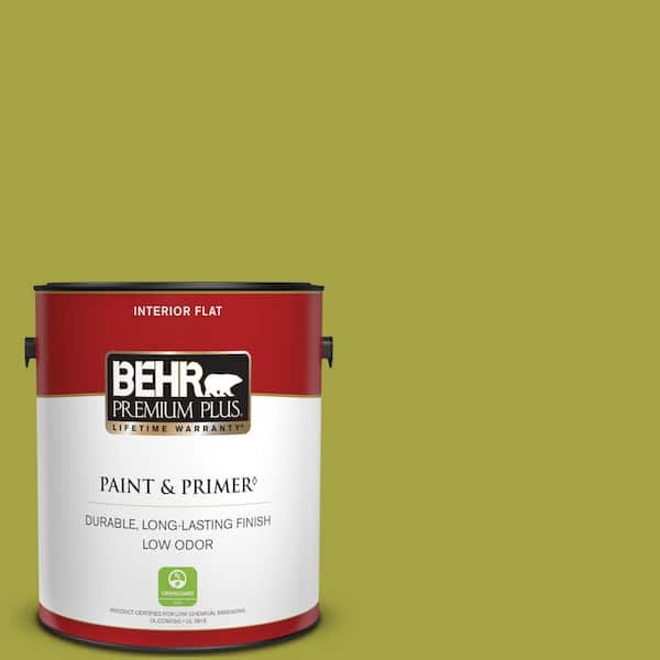 BEHR PREMIUM PLUS 1 gal. #400B-7 Lemon Grass Flat Low Odor Interior Paint & Primer
