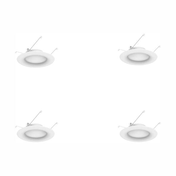 EcoSmart 6 in. White Integrated LED Recessed Trim (4-Pack)