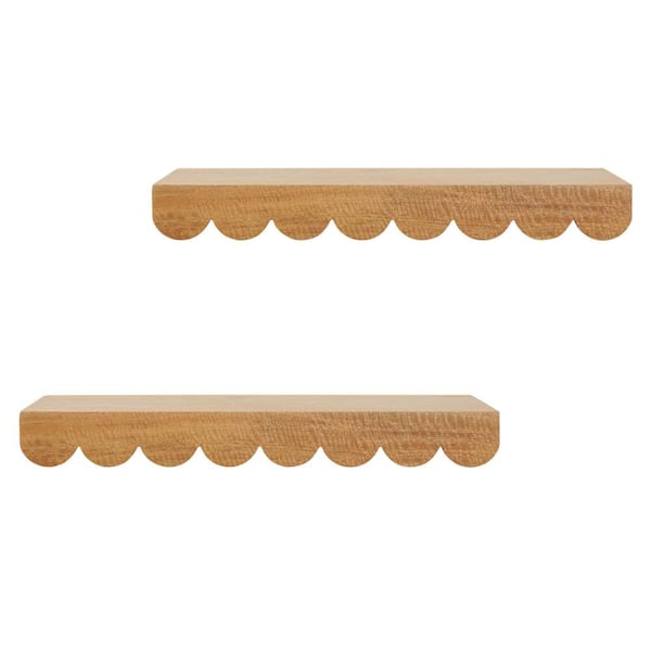 StyleWell Kids Scalloped Wood Floating Wall Shelves (Set of 2)