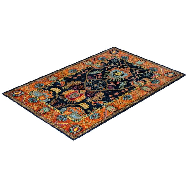 Serapi Blue 4 ft. x 6 ft. Tribal Wool Indoor Area Rug