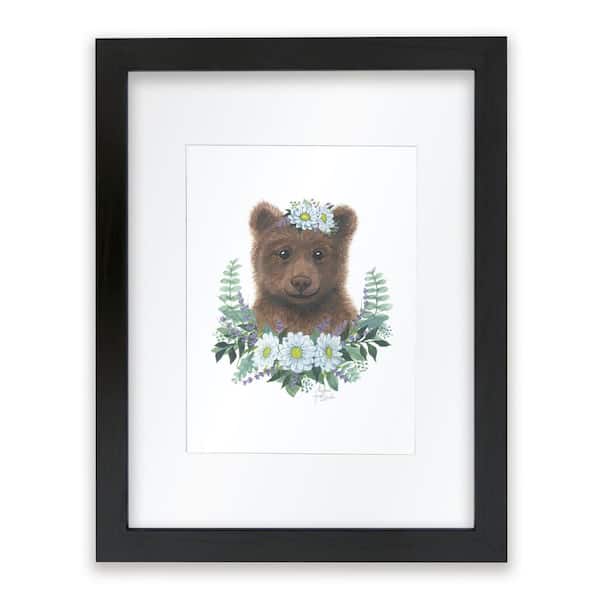 Unbranded Woodland Littles 1 "Bear" by Alyssa Lewis Individual Black Framed with Mat Animal Art Print 14 in. x 11 in.