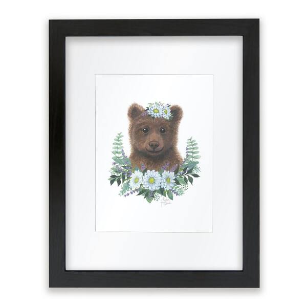 Unbranded Woodland Littles 1 "Bear" by Alyssa Lewis Individual Black Framed with Mat Animal Art Print 20 in. x 16 in.