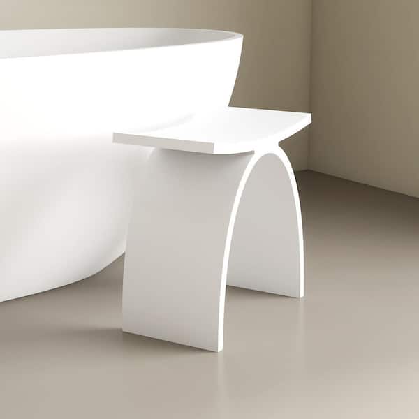 Sotix 16 in. x 9 in. Freestanding Solid Surface Shower Stool Vanity Seat in Matte White