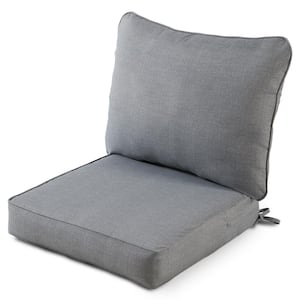 25 in. x 47 in. 2-Piece Deep Seating Outdoor Lounge Chair Cushion Set in Heather Gray