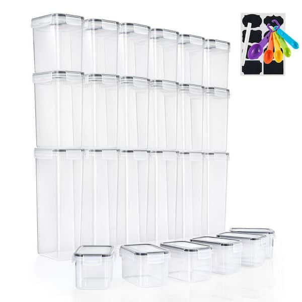 Food Storage Containers, 24 Pieces, Clear, Air Tight, Multipack, Dry Food Dispensers Set with Scoops, Labels Marker