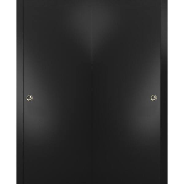 Sartodoors Planum 0010 36 in. x 84 in. Flush Black Finished Wood Sliding Door with Closet Bypass Hardware
