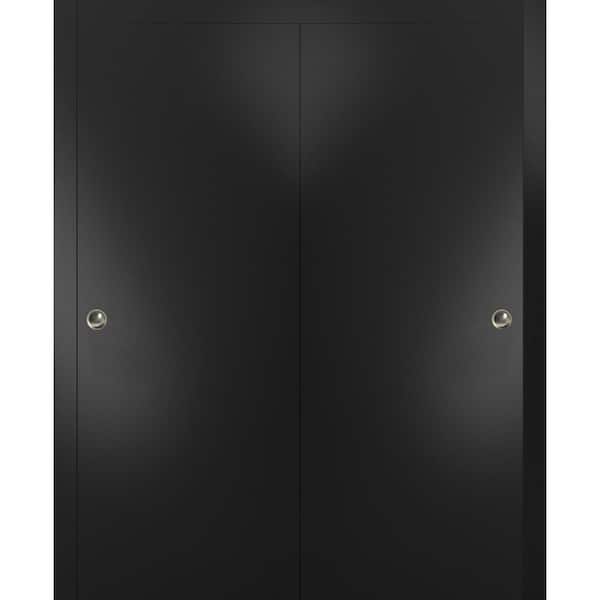 Sartodoors Planum 0010 48 in. x 96 in. Flush Black Finished Wood Sliding Door with Closet Bypass Hardware
