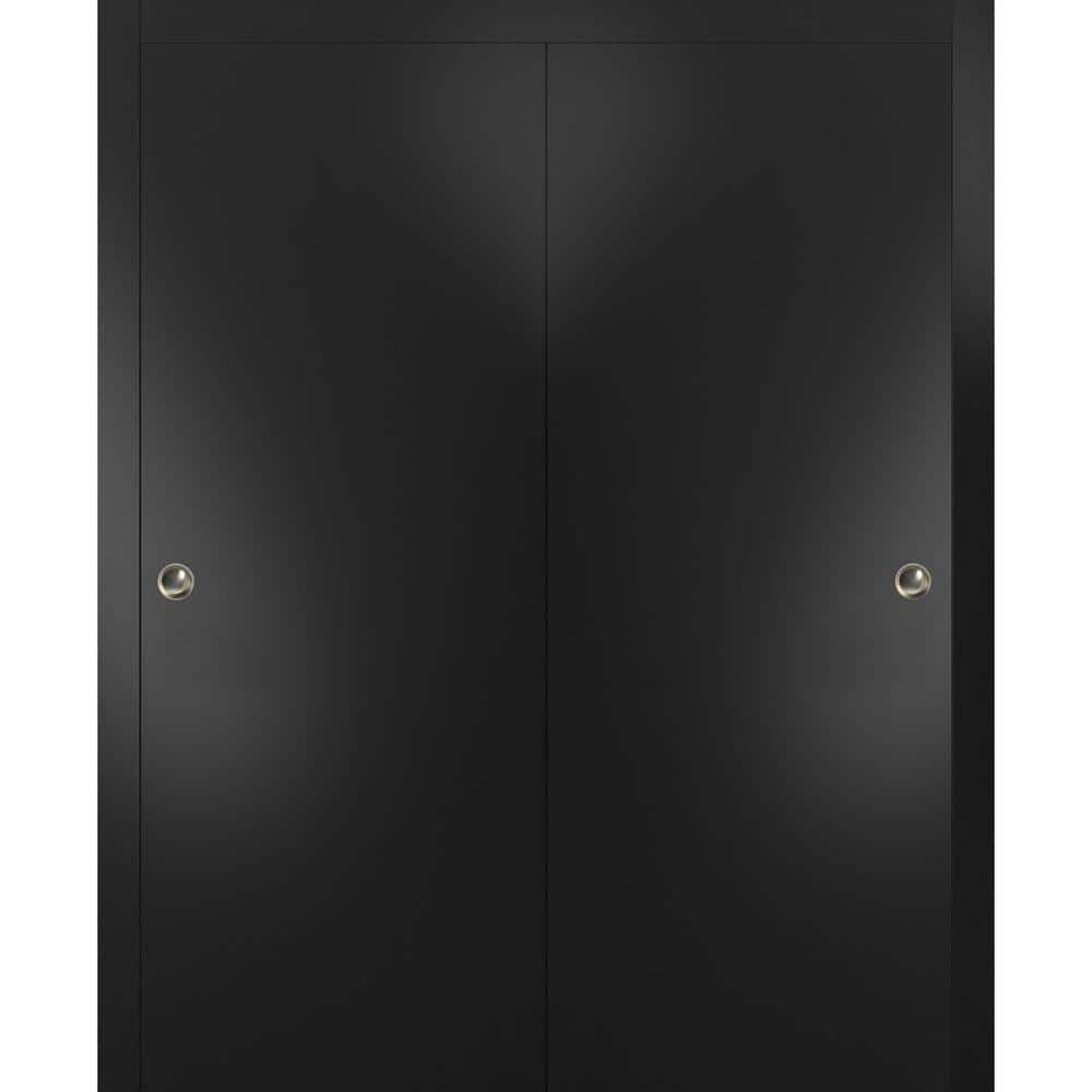 Sartodoors Planum 0010 64 in. x 80 in. Flush Black Finished Wood Sliding Door with Closet Bypass Hardware -  10DBD-BLK-64