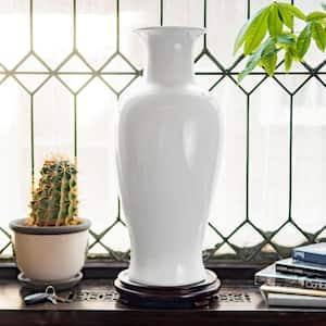 24 in. White Porcelain Fishtail Decorative Vase