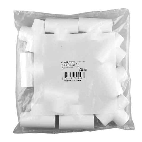 Charlotte Pipe 1/2 in. PVC Sch. 40 S x S x FPT Tee (10-Pack)