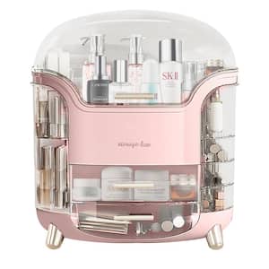 Makeup and Cosmetics Organizer with Drawers Waterproof Dustproof Cover Perfect for Your Countertop or Bedroom in Pink