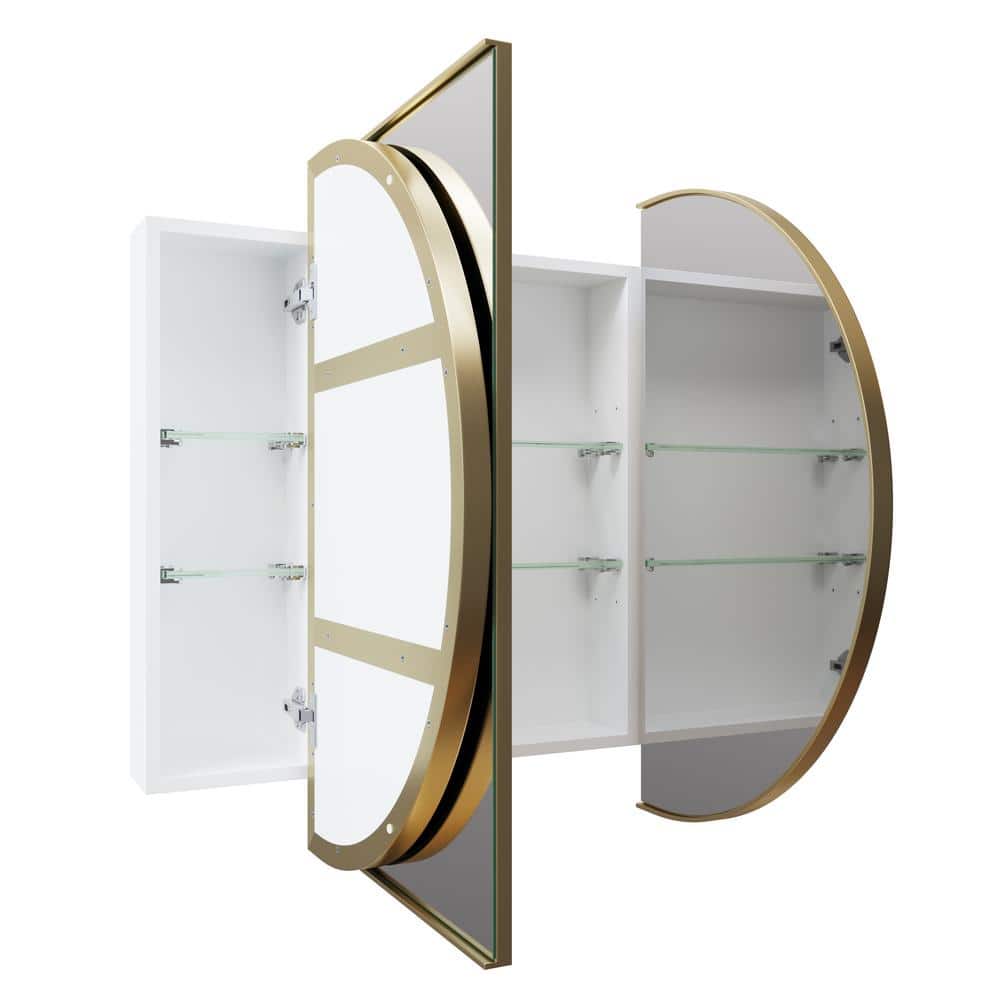 Satin Brass Recessed Medicine Cabinet with Adjustable Shelves