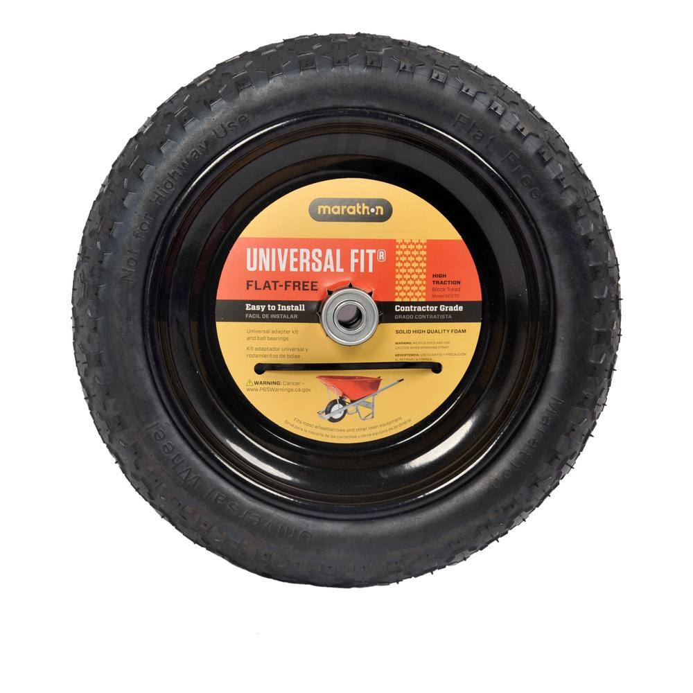 Marathon 14.5 in. Flat Free Universal Wheelbarrow Tire and Wheel