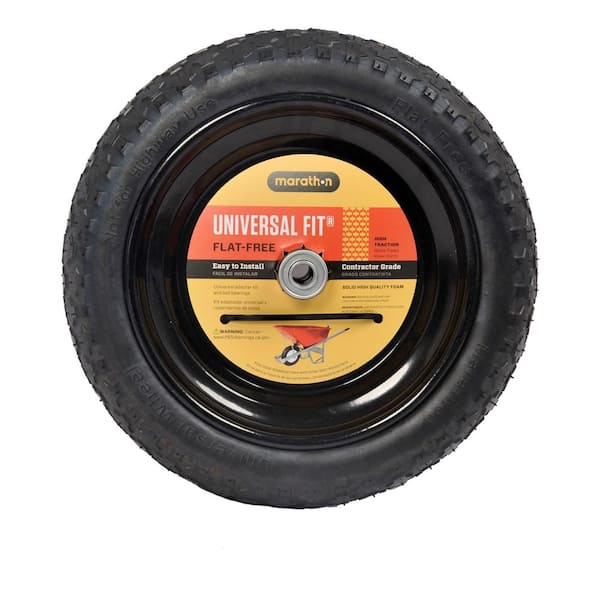 Marathon 14.5 in. Flat Free Universal Wheelbarrow Tire and Wheel ...