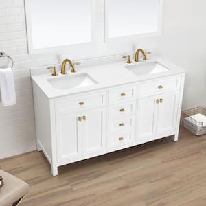 Juniper 60 in. Double Vanity in White with Engineered Stone Top & Ceramic Basin