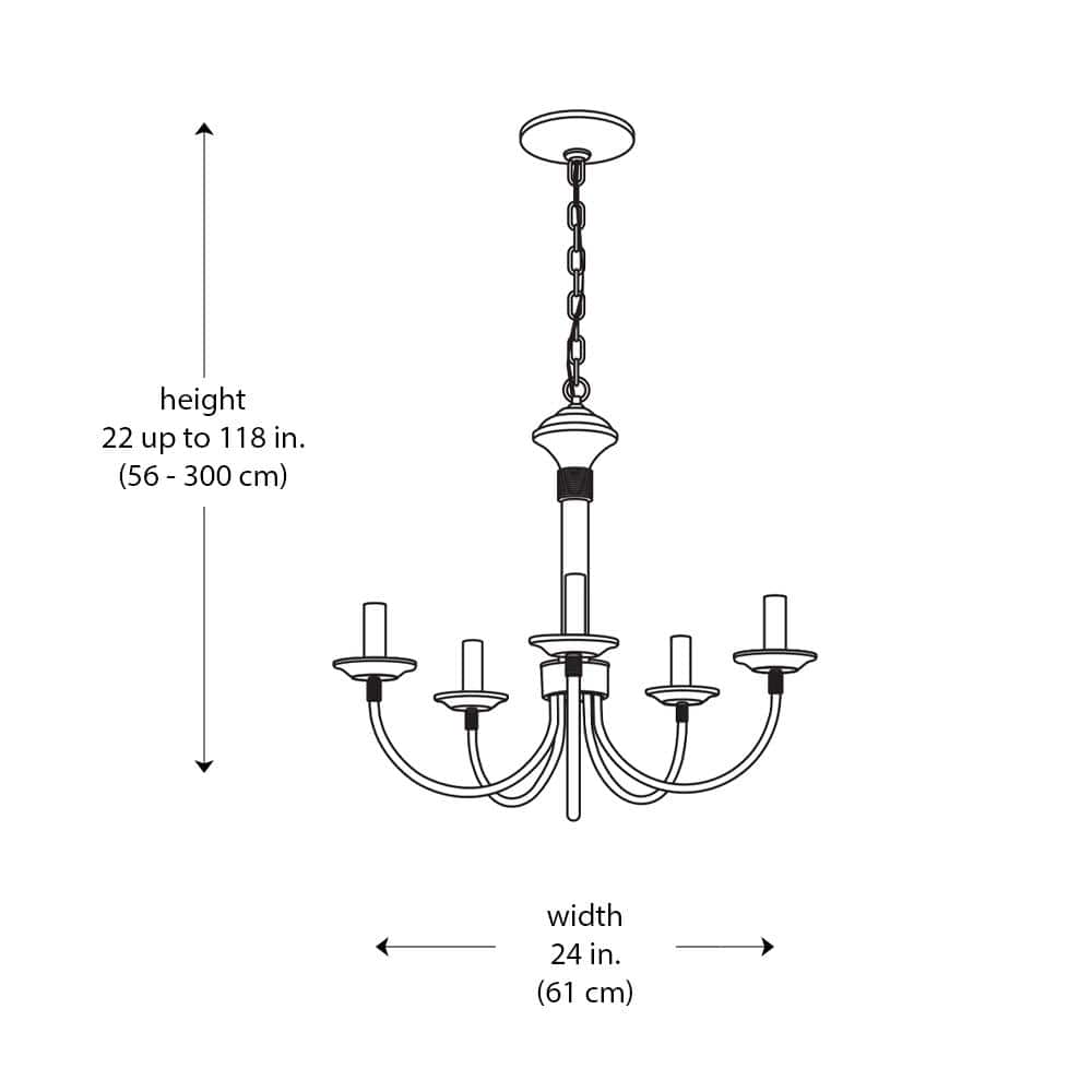 Black 6-Light Candle Chandelier with Metal Frame