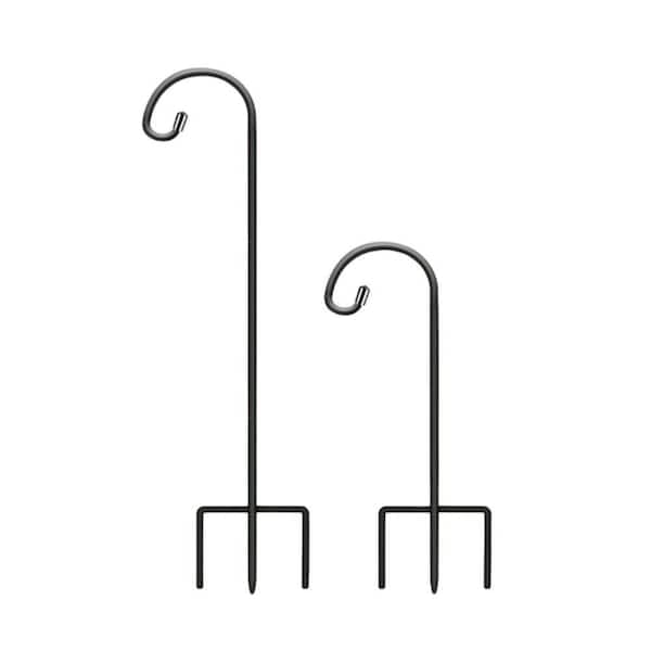 32 in. Black Steel Small Shepherd Hooks for Outdoor (4-Pack)