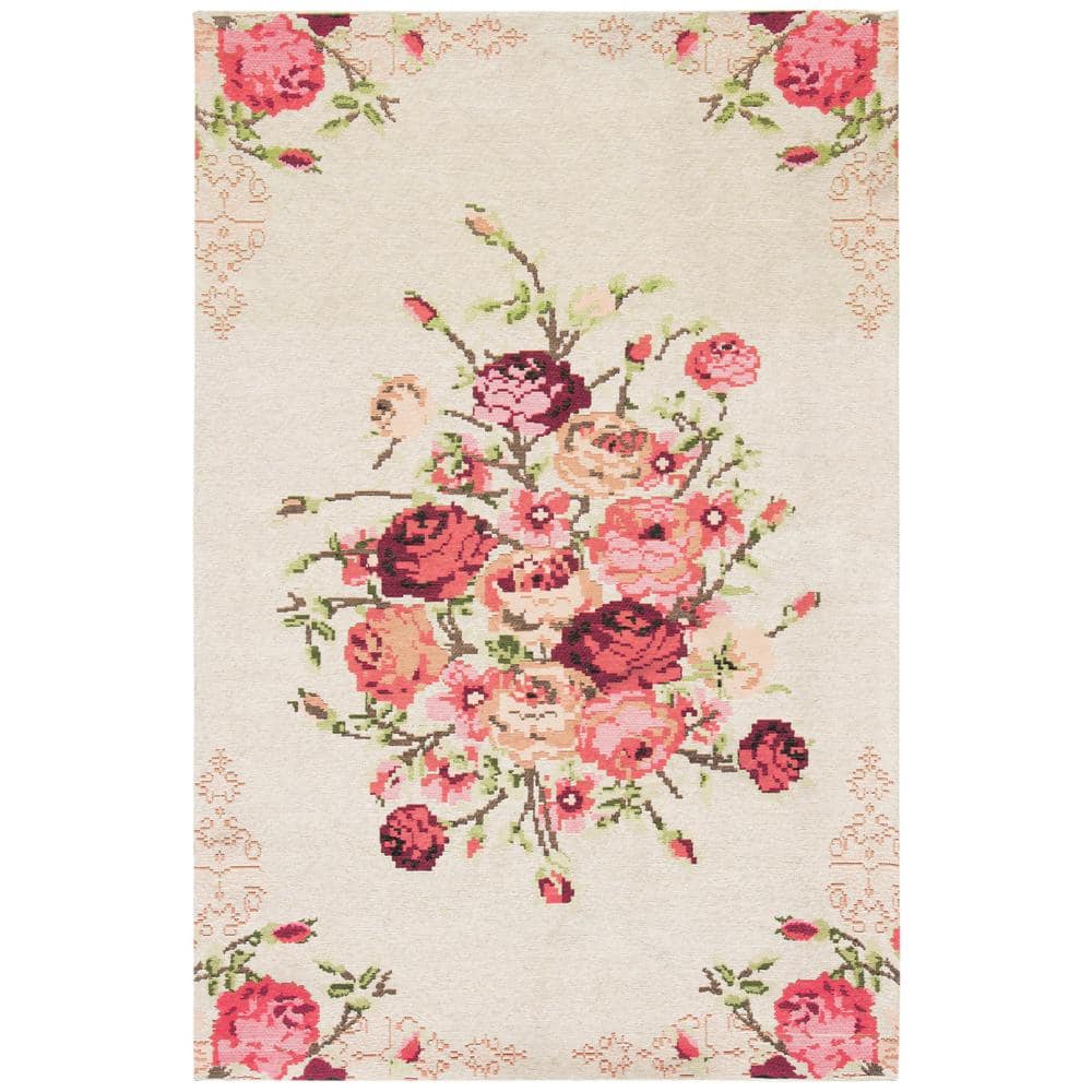 Classic Vintage Beige/Red Doormat 3 ft. x 5 ft. Floral Geometric Area Rug price history on PriceWatchPro