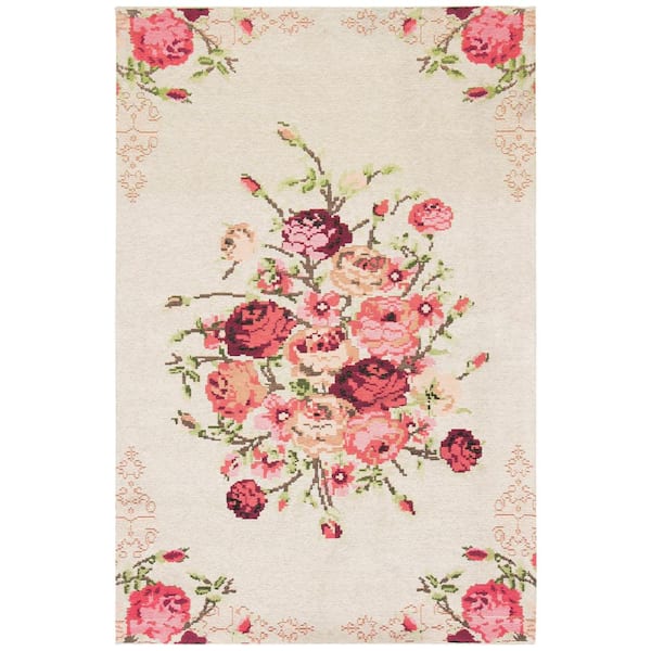 SAFAVIEH Classic Vintage Beige/Red Doormat 3 ft. x 5 ft. Floral Geometric Area Rug