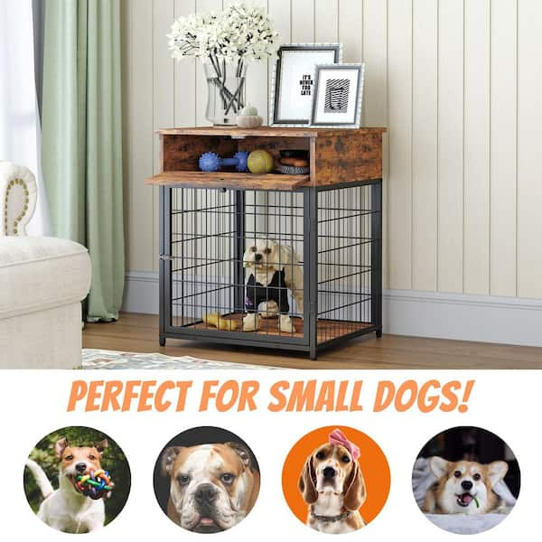 Miscool Cages for Dog Crate Furniture Dog Kennel Equipped Decorative Pet  Crate Dog House Side Tabel Small Size in Brown YCHD10DOG0688 - The Home  Depot