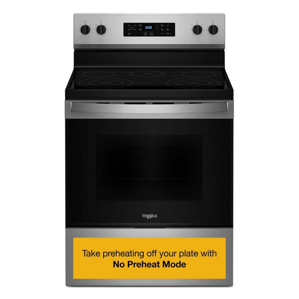 30 in. 5-Burner Elements Freestanding Electric Range in Stainless Steel with Dual Elements and No Preheat Mode