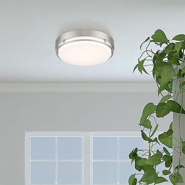 EnviroLite Noble 10 in. Modern Brushed Nickel Selectable CCT Integrated LED Flush Mount for Kitchens