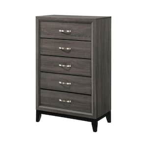16.25 in. Gray 5-Drawer Wooden Chest of Drawers