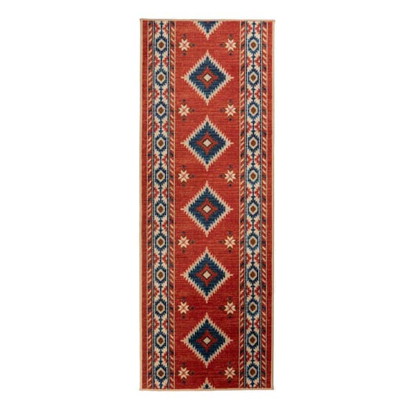 Custom Size Runner Rug Southwestern Native Red 26 in. W x 192 in. L Stair Runner 34.67 sq. ft.