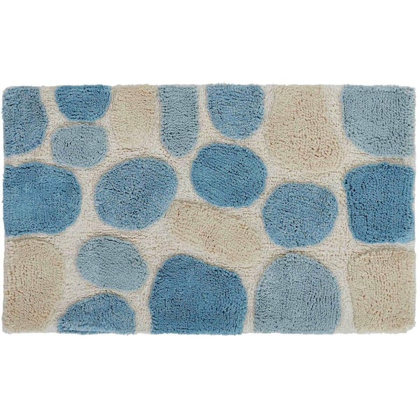 Chesapeake Merchandising Pebbles Aquamarine 20 in. x 32 in. Cotton 2-Piece Bath Rug Set