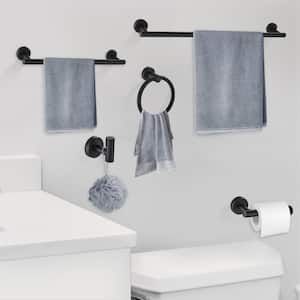 6-Piece Bath Hardware Set Bathroom Towel Rack Set with 2 Towel Bars/Racks Hand Towel Holder in Black