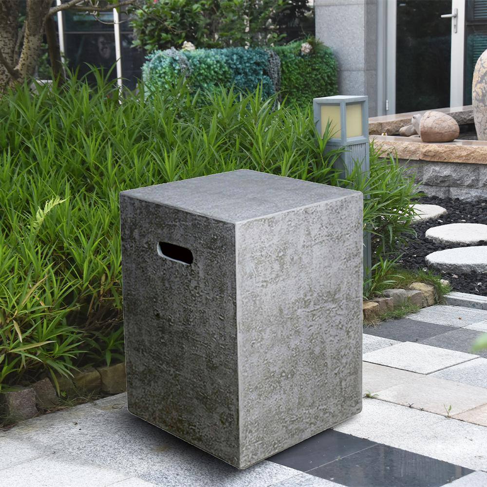 Light Gray Concrete Propane Tank Cover Side Table