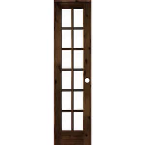 28 in. x 96 in. Rustic Knotty Alder 12-Lite Left-Hand Clear Glass Red Mahogany Stain Wood Single Prehung Interior Door