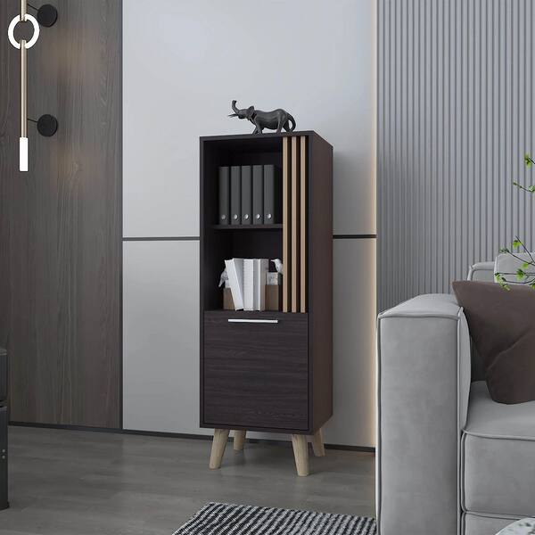 Siavonce Light Oak 8-Shelf Office Cabinet