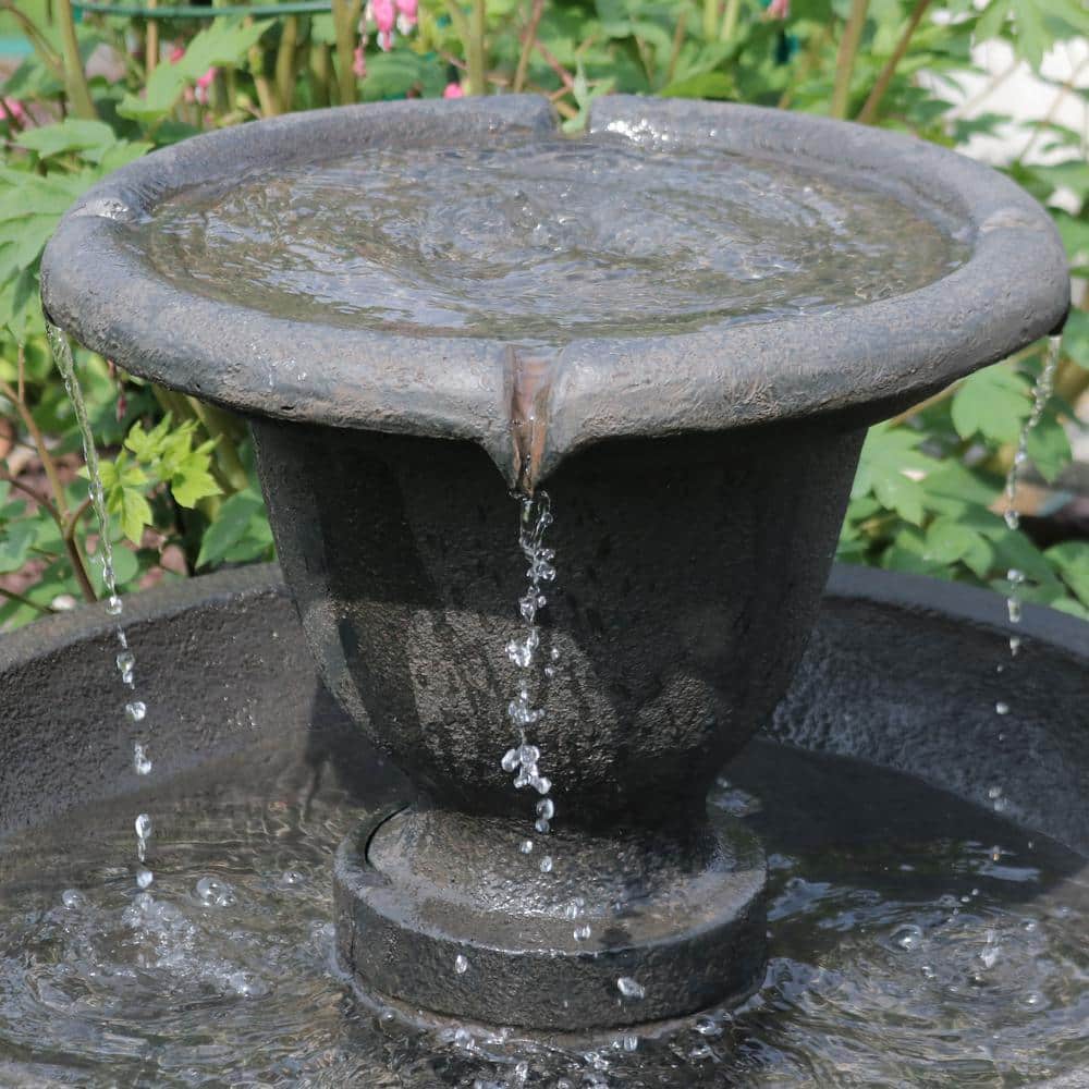 Gray Polyresin 25" 2-Tier Outdoor Water Fountain