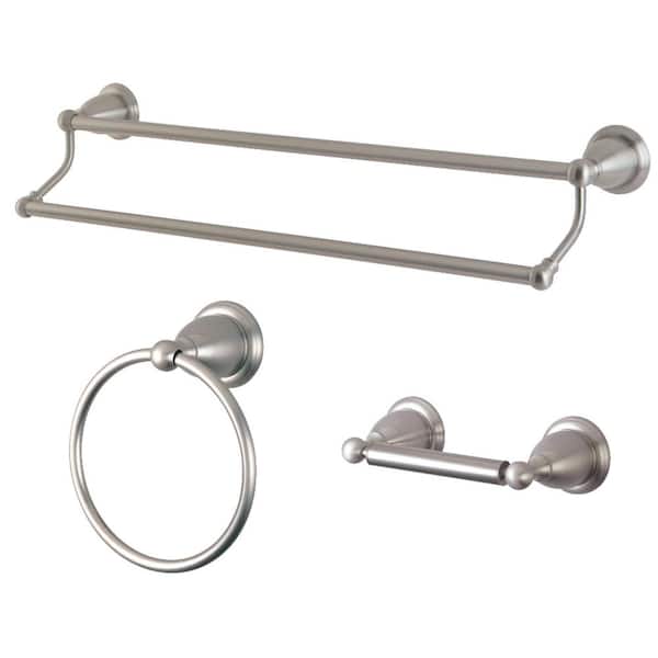 Kingston Brass Traditional 3-Piece Bath Hardware Set in Brushed Nickel