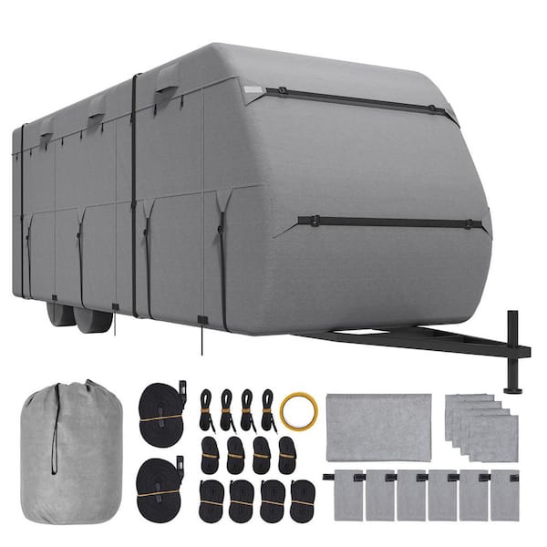Travel Trailer Cover, 18-20 ft. RV Cover, Waterproof, and Rip-Stop RV Cover, 4-Layer Non-Woven Fabric Camper Cover