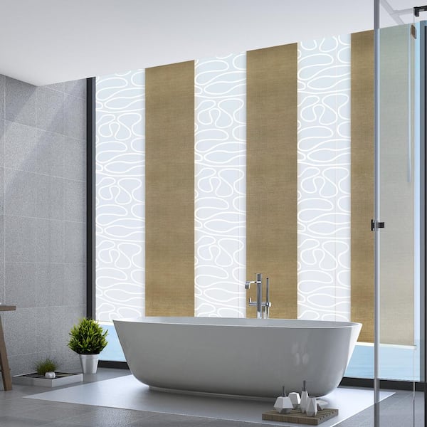 EMOH Golden Swirl 70 in. - 130 in. W x 94 in. L Adjustable 6- Panel Satin Nickel Single Rail Panel Track with 23.5 in. Slates